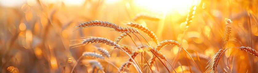 Wall Mural - a field of wheat is in full bloom with the sun shining brightly on it