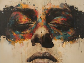 Poster - Abstract Portrait of a Person with Eyes Closed