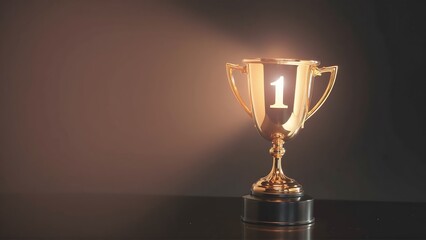 A first place trophy glowing brightly under the_