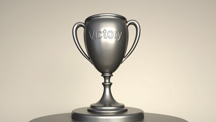 Wall Mural - A sleek silver cup engraved with Victory standing_