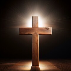 A cross lit from behind, a symbol of Christianity and the promise of resurrection from the dead.