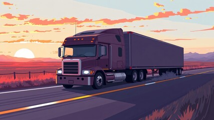 transport truck illustration minimalist and pixelated