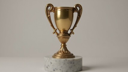 Sticker - A victory trophy resting proudly on a marble_