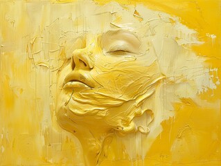 Canvas Print - Abstract Golden Portrait: A Study in Yellow