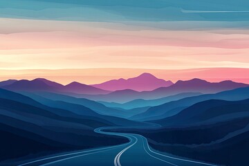 Wall Mural - Landscape with road and mountains beautiful background --ar 3:2 --v 6.1 Job ID: 865ac165-40af-46c6-a762-92f228ccc84d