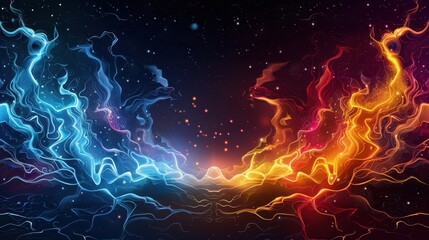 Wall Mural - Abstract Fire and Ice Background with Stars