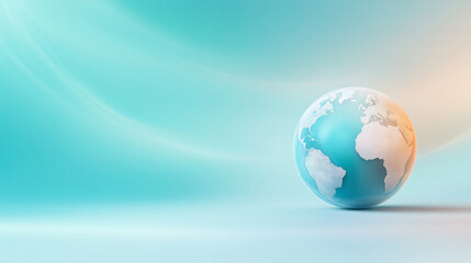 Earth day globe on a pastel background representing sustainability and the environment. Saving the planet, earth day, environment, save the world concept with empty copy space for text. 
