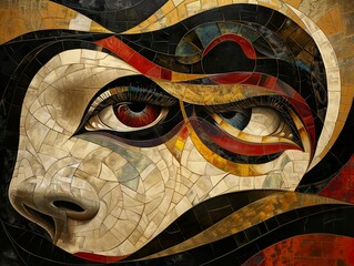 Sticker - Abstract Mosaic Portrait of a Woman's Eye