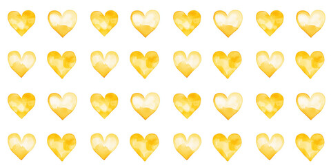 buttermilk and goldenrod color hearts seamless pattern, clean surface texture, white background