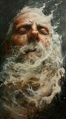 Wall Mural - Surreal Portrait of an Old Man in a Whirlwind of Liquid