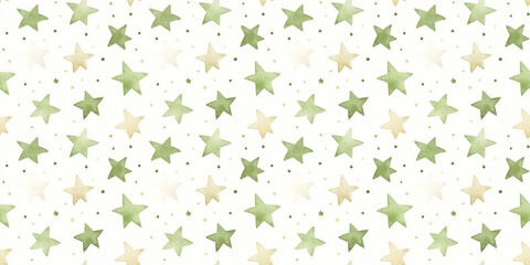 Poster - pistachio and olive color stars seamless pattern, clean surface texture, white background