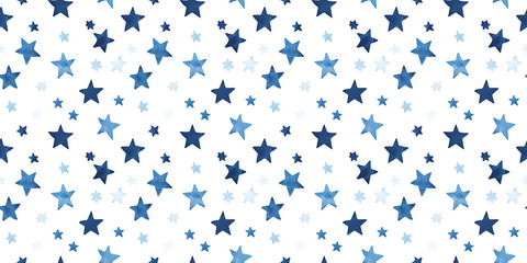 Poster - powder blue and navy color stars seamless pattern, clean surface texture, white background