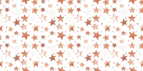 Wall Mural - rose gold and copper color stars seamless pattern, clean surface texture, white background