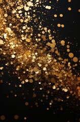 Wall Mural - golden glitter sparkles on black background