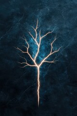 Canvas Print - Glowing electrical tree on dark marble background