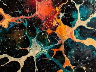 Sticker - Abstract Fluid Art Painting: Psychedelic Colors and Patterns