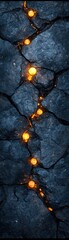 Wall Mural - Glowing cracks in dark rock surface