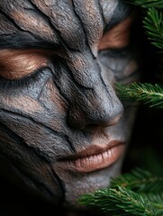 Canvas Print - close up of a mysterious face in the forest