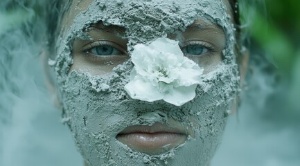 Wall Mural - winter face mask with flower