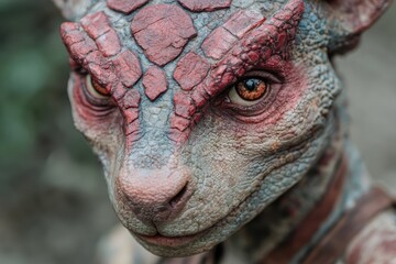 Canvas Print - close-up of a scaly reptilian face with an intense gaze