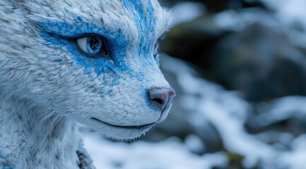 Poster - close-up of a blue-eyed arctic fox