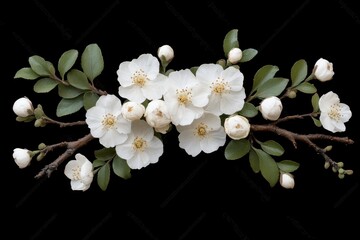 Poster - Delicate white cherry blossom flowers on branch