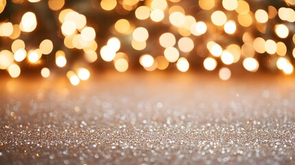 Wall Mural - Golden Glitter and Bokeh Lights Background