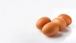 © Chase D’Animulls - brown eggs isolated on white background with copy space. Fresh organic farm hen chicken eggs. Home grown free range self sufficient living off the grid concept.
