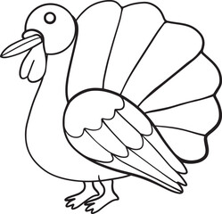 Turkey bird line and glyph icon, animal and farm, poultry sign, vector graphics, a linear pattern on a white background.