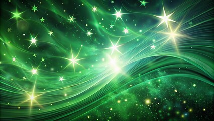 Detailed  of stars and space against abstract green wavy background