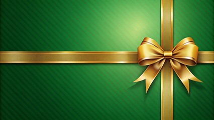 Wall Mural - Green background with gold bow and ribbon for elegant and festive design