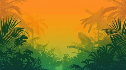 Wall Mural - Tropical Sunset Silhouettes