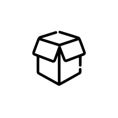 Wall Mural - minimalistic black and white line drawing of an open box, depicting simplicity and object containmen