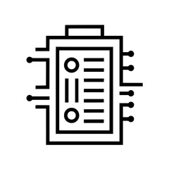 Wall Mural - abstract black and white illustration of a microchip with circuit lines extending outward.