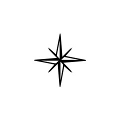 Poster - black and white minimalist compass rose icon with four cardinal points.