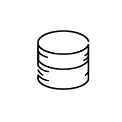 Wall Mural - black and white line icon of a database symbol with a cylindrical shape.