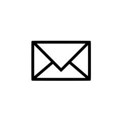 Wall Mural - black and white icon of a simple envelope on a white background.