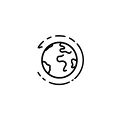 Wall Mural - simple black and white illustration of earth with circular lines around it.