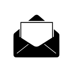 Wall Mural - black and white icon of an opened envelope with a letter.