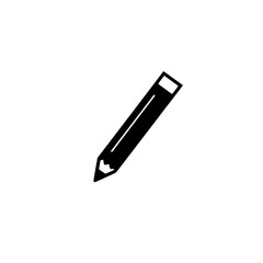 Wall Mural - black and white minimalist icon of a pencil on a plain white background.