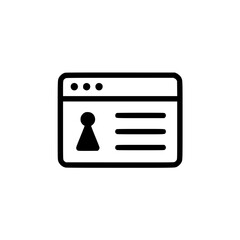 Sticker - simple black and white icon of a web browser with a keyhole symbol, indicating security or login.