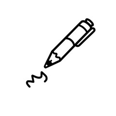 Wall Mural - illustration of a pen drawing a squiggly line on a white background.