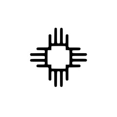 Wall Mural - abstract geometric symbol with six straight lines extending from a central square.