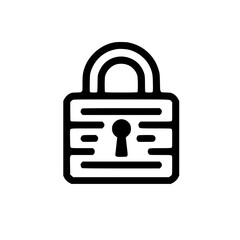Sticker - black and white illustration of a padlock symbolizing security and protection.