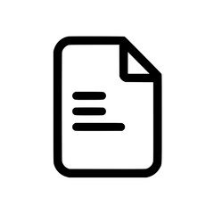 Wall Mural - minimalist black and white icon of a document page with three horizontal lines, representing text.