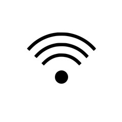 Wall Mural - black wireless signal icon representing wifi connectivity on a white background.