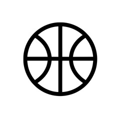 Wall Mural - Black and white basketball icon with simple, clean design lines on a white background.