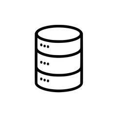 Wall Mural - simple black and white icon of a database server in a cylindrical shape.