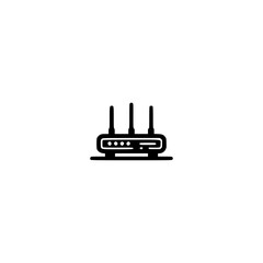 Wall Mural - black and white icon of a wireless router with three antennas.