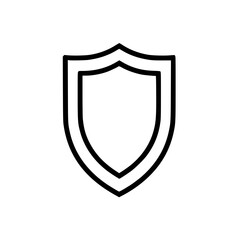 Poster - black and white shield icon representing protection and security.
